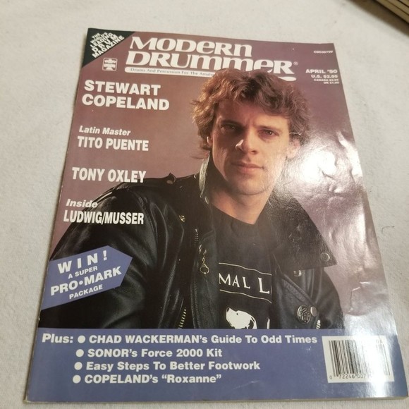 April 1990 Modern Drummer Mag Stewart Copeland Tito Puente,Roxanne music - Picture 2 of 8